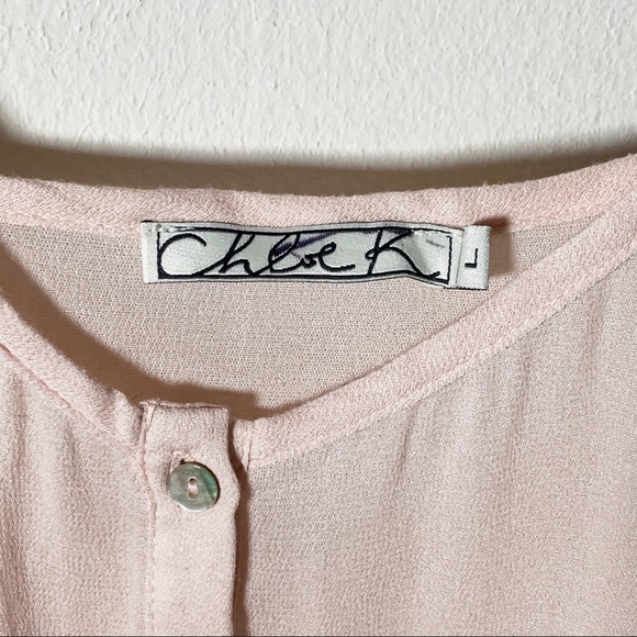CHLOE K Blush Pink Button Down Top L - Picture 3 of 3